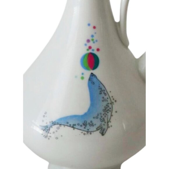 Vintage 1950 ALKA KUNST BAVARIA Porcelain Bud Vase French Poodle & Seal West Ger - Picture 4 of 7